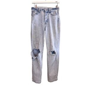 Wild Fable Womens Size 4 Light Wash Distressed Straight Leg Button Fly Jeans